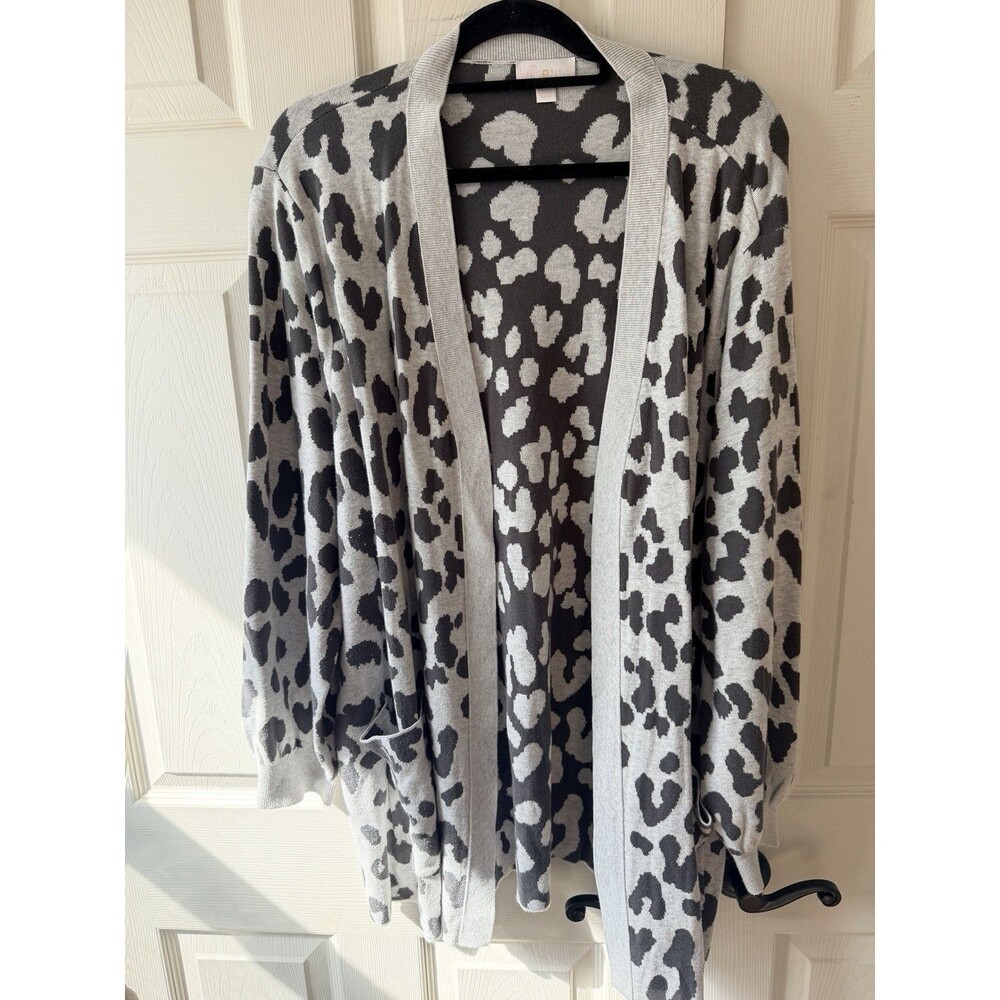 Belle Kim Gravel Animal Intarsia Duster Cardigan Sweater Womens Plus Sz 2X - Picture 8 of 8